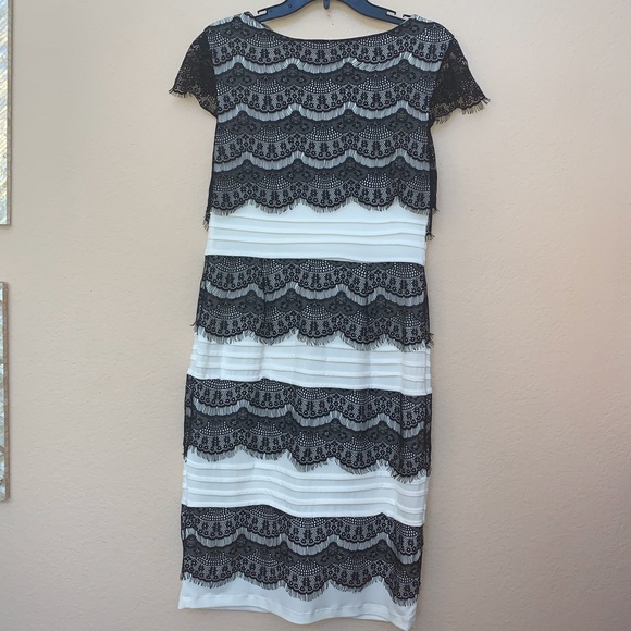 Melrose White Black Lace Cap Sleeve Dress Sz 12 - Picture 7 of 7